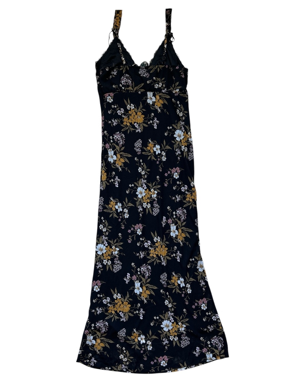 Wild Fable Lace Trim Maxi Empire Waist Black Floral Dress Size Large NWT - Picture 4 of 6